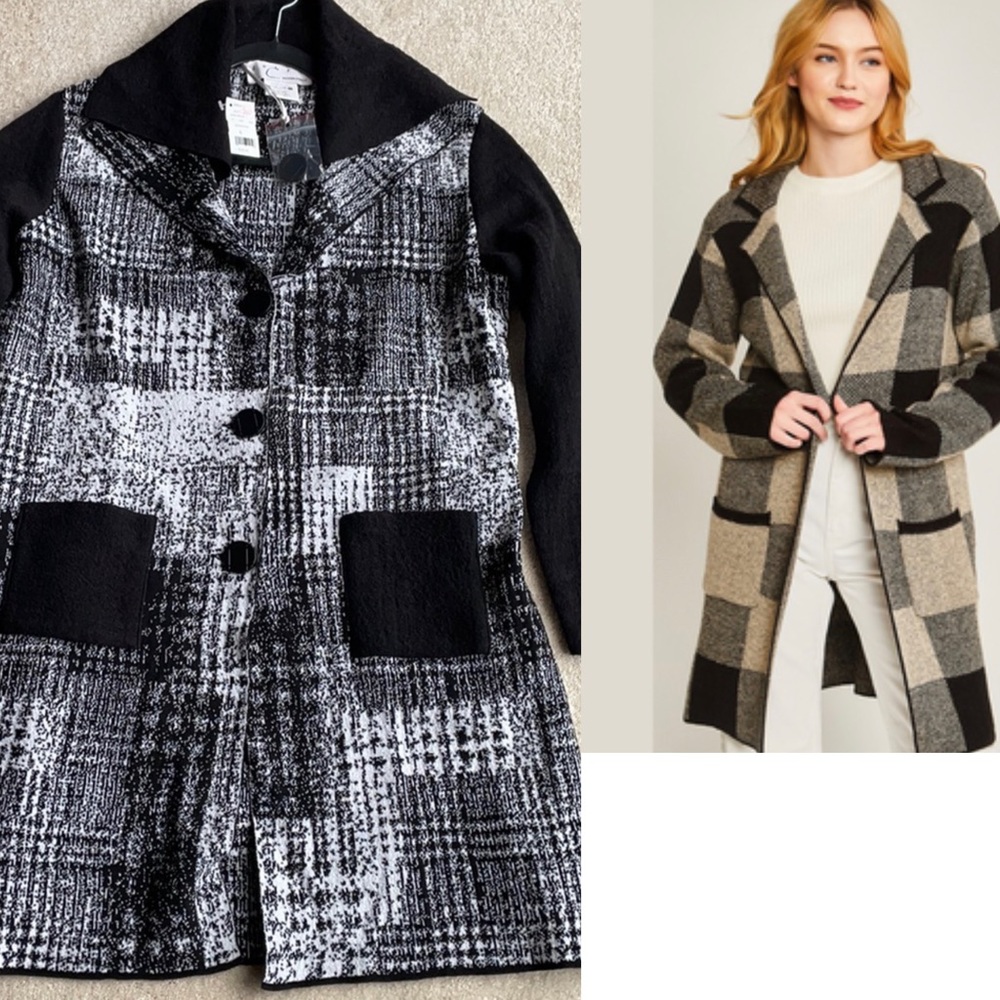 🆕DEBRA C Beverly Hills Stunning Wool Long Sweater Cardigan Jacket sz S